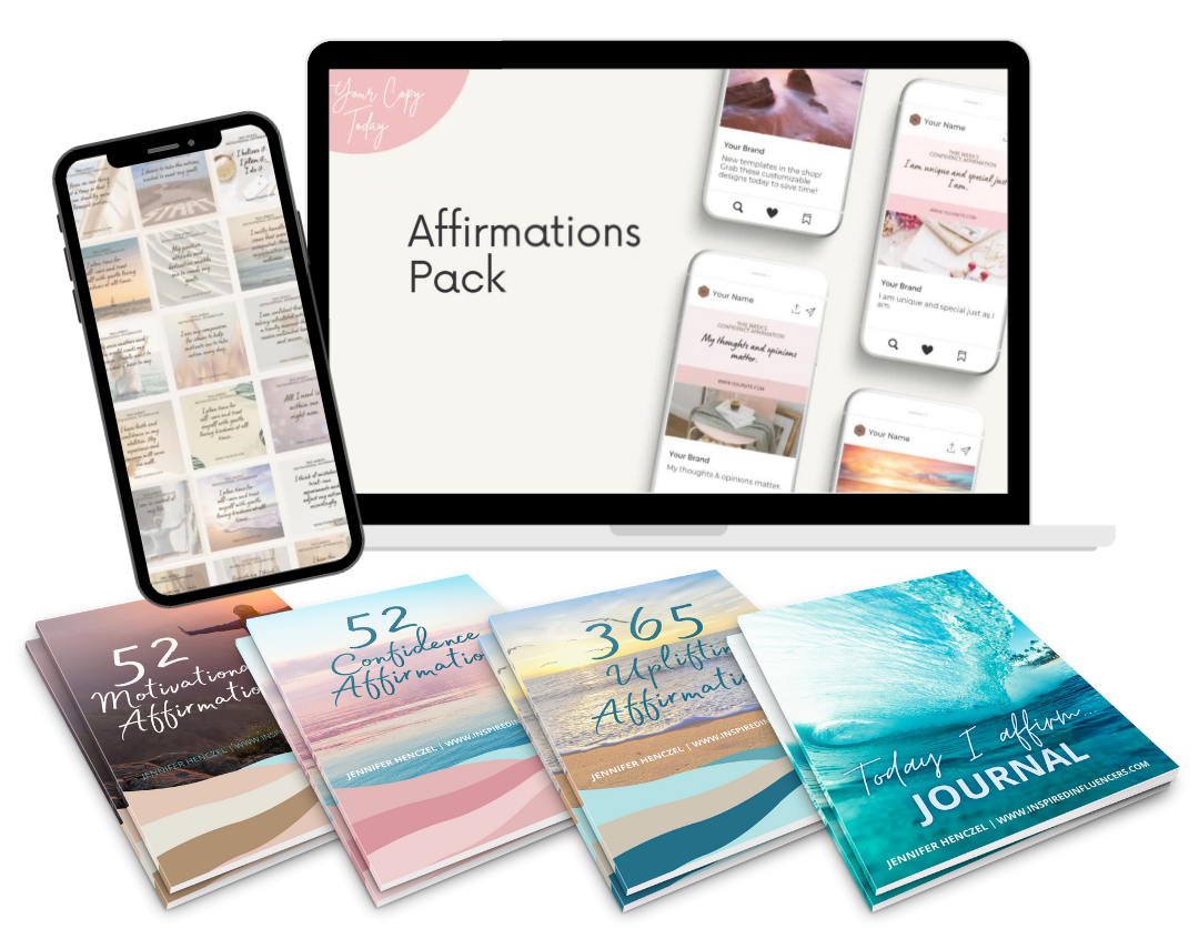 Affirmations Pack Canva Templates Plus 1 Year Journal and List of 365 Affirmations 
